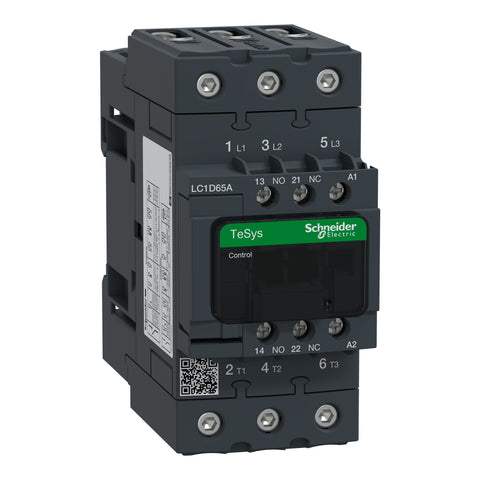 Contactor Tripolar TeSys D - 25HP(220V)/50HP(440V) - 65A(AC3) - 1NA+1NC - Bobina 48VAC - LC1D65AE7 - SCHNEIDER