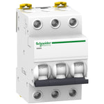 Interruptor termomagnético tripolar iK60N de la marca Schneider Electric con corriente nominal de dieciséis amperios y curva C. El código de referencia es A9K24316.