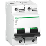 Interruptor termomagnético bipolar C120N de la marca Schneider Electric con corriente nominal de ochenta amperios y curva C. El código de referencia es A9N18361.