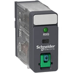 Relé Enchufable de Marca Schneider Electric de Línea Zelio Relay RXG (RXG12BD) con Voltaje de Control 24VDC, Composición de Contactos 1NANC, Corriente Térmica Nominal 10A y Grado de Protección IP40. Asociar con Socket RGZE1S35M. Compra en FCM.