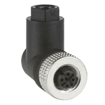 Conector OsiSense - M12 - 4 pines Hembra - Rosca metálica - Angular - XZCC12FCM40B - Schneider