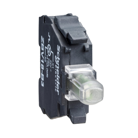 Bloque LED Rojo de Voltaje 24V. Accesorio para Mando y Señalización Harmony XB4, XB5, XALD, XALK, XALF de Marca Schneider Electric (ZBVB4).