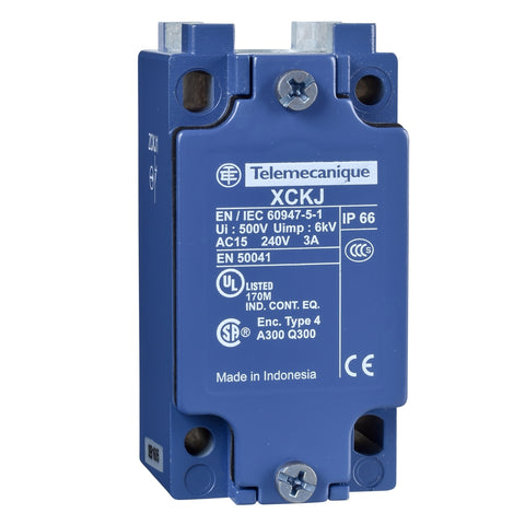 Cuerpo de Fin de Carrera con Contacto de Ruptura Bruca NC+NA de Marca Schneider Electric de Serie OsiSense XC (ZCKJ1) con Entrada Para Cable PG 13.5 y Compatibilidad con XCK-J.